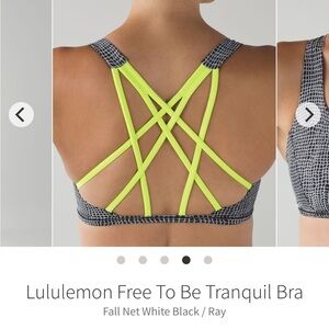 Lululemon Athletica Free To Be Tranquil Bra - White and Black with Neon Yellow